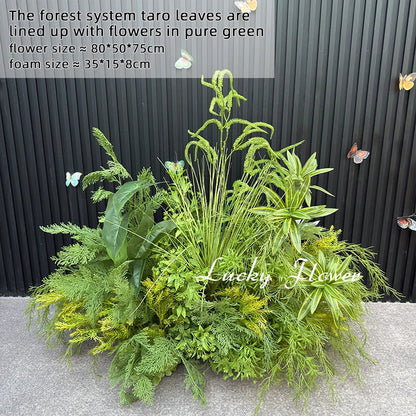 Artificial Plants Flower Arrangement Road Lead Greenery Ball Hang Flower Row Welcome Sign Decor Green Plant Floral Backdrop Prop Good Vibrations