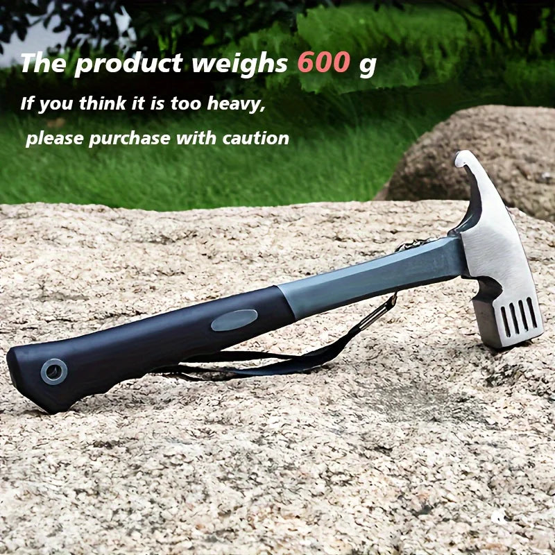 Camping Hammer: Heavy-Duty Multifunctional Steel Hammer with Tent Stake Remover & Holding Strap!Outdoor Camping Good Vibrations