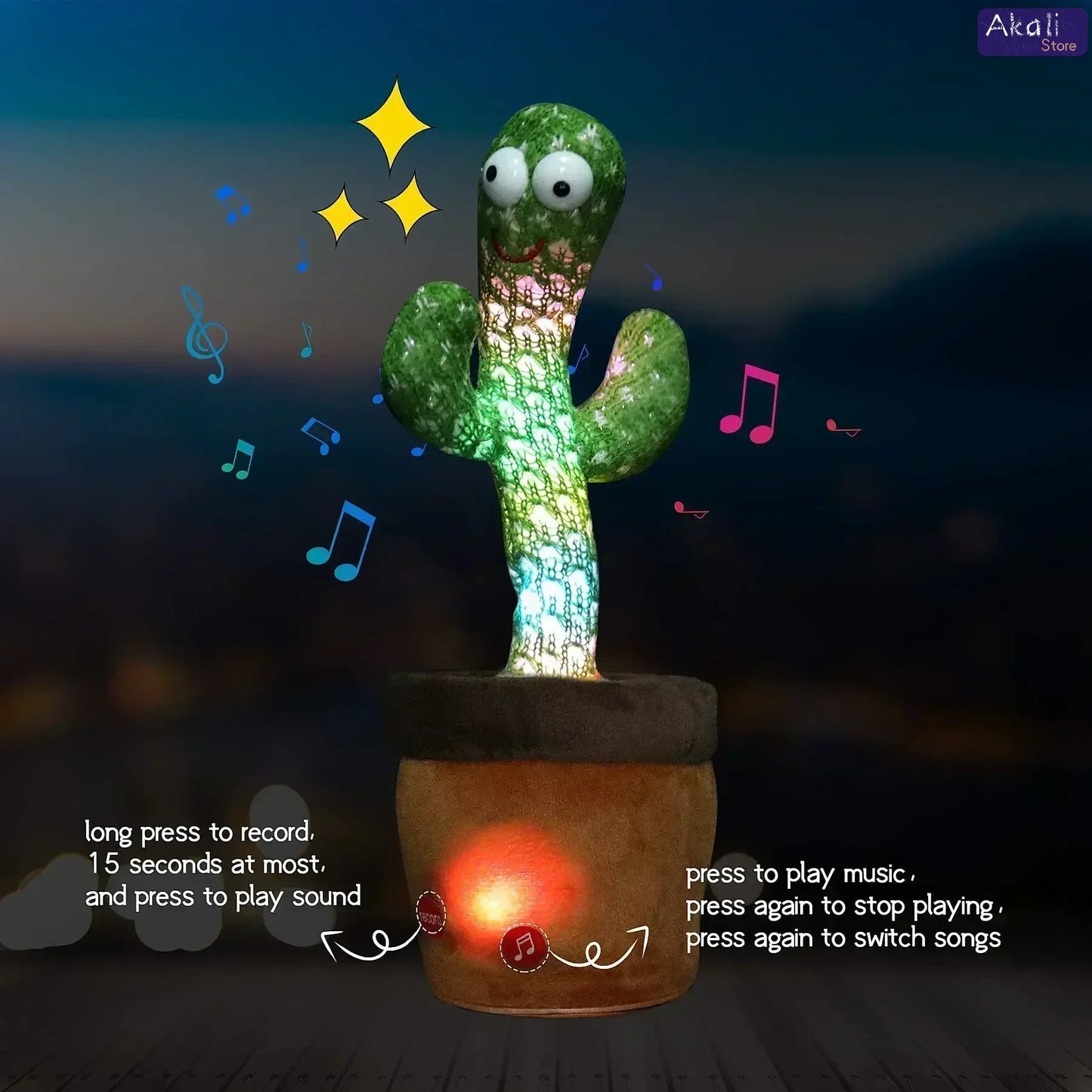 Talking Cactus Toy with LED 120 English Songs Singing Musical Toys Repeat What You Say Suitable for Babies and Toddlers Good Vibrations