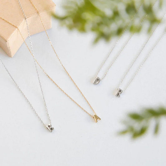 FSUNION New Arrival Fashion Tiny Initial Necklace Gold Silver Color Cut Letters Single Name Choker  For Women Pendant Good Vibrations