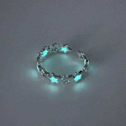 Glow In Dark Ring Luminous Blue Pink Light Love Heart Ring Couples Girls Silver Color Jewelry Adjustable Size New Fashion Rings Good Vibrations