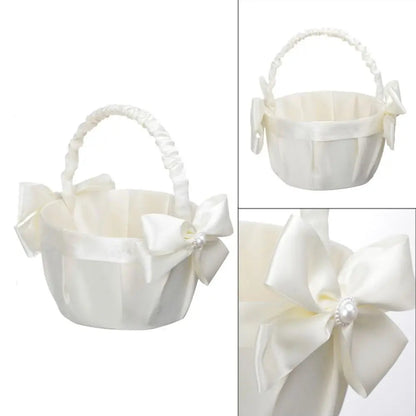 Fashion Lace Wedding Flower Basket Rose Flower Ribbon Bow Satin Bow Hanbag Tote Bag Storage Bag Flower Girls Basket Party Good Vibrations