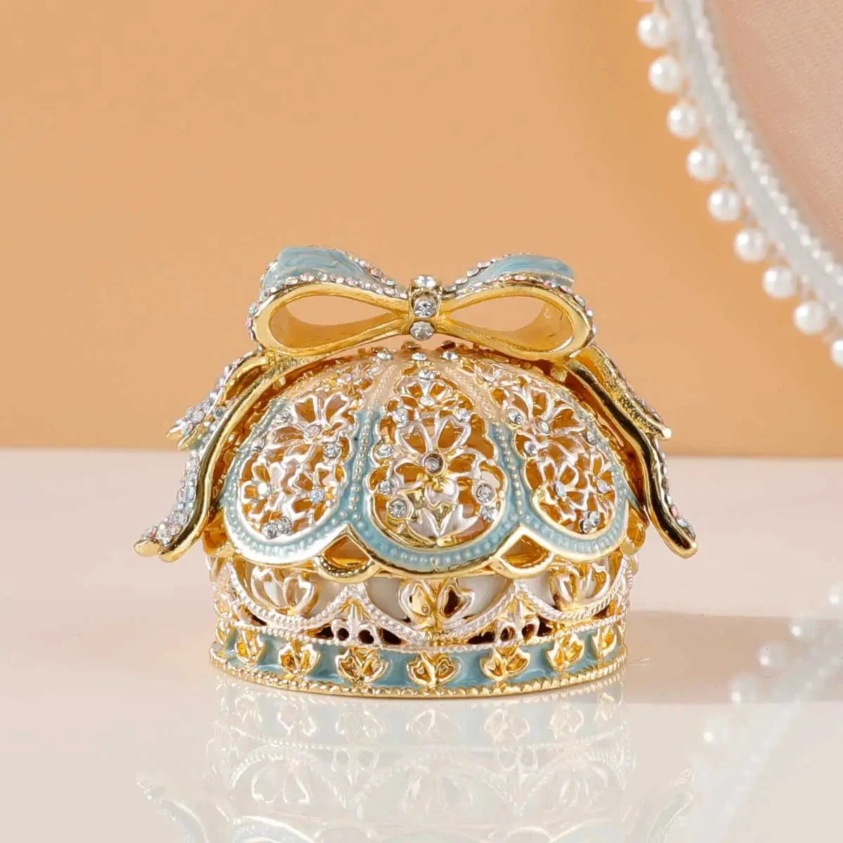 Alloy Enamel Jewelry Box European Princess Bowknot Crown High-end Jewelry Ring Wedding Ring Jewelry Storage Box Good Vibrations