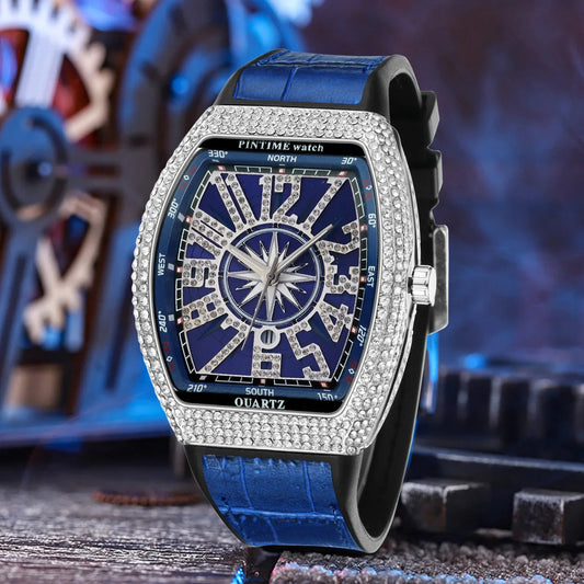 Fashion Mens Watches Men Wristwatches Automatic Quartz Man Clock Male Luxury Reloj Diamond Big Large Arabic Numeral Dial Watch Good Vibrations