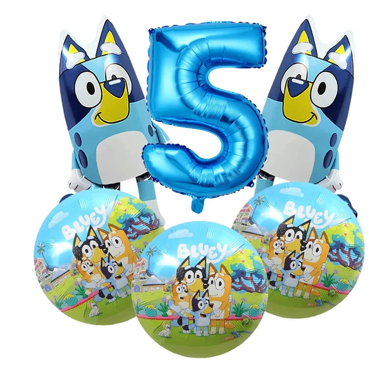Bluey Christmas Birthday Party dinnerware Disposable Banner Cake Topper Hanging Flag bluey number Balloons Birthday Decoration Good Vibrations