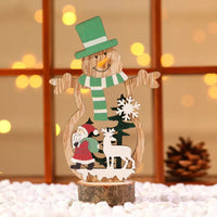 Christmas Decoration DIY Wooden Crafts Creative Ornaments Santa Claus Snowman Reindeer Christmas Desktop Decoration Gifts Good Vibrations