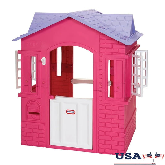 Cape Cottage Playhouse Indoor Outdoor Kids Role Playhouse Lightweight Working Door Windows Age 2-8 Easy Assemble Fun Good Vibrations