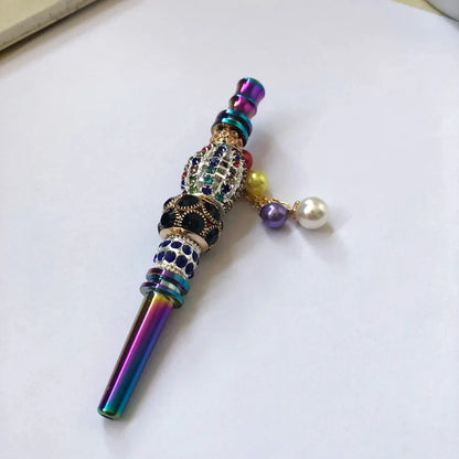 Luxury Bling Zinc Alloy Rainbow Rod Blunt Holder Handmade Metal Hookah Mouthpiece Mouth Tip with Rhinestones Jewelry Good Vibrations Adult Super Store