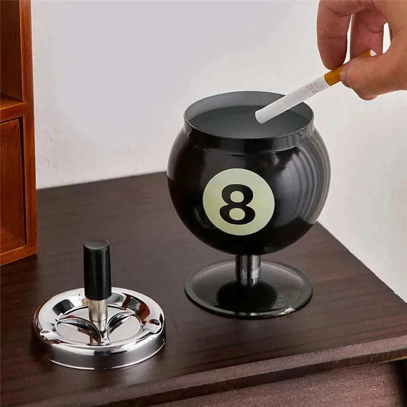 Creative Push Down Cigarette Ashtray Billiards Ball Ashtray Metal Smoking Ash Tray for Indoor or Outdoor Use Good Vibrations Adult Super Store