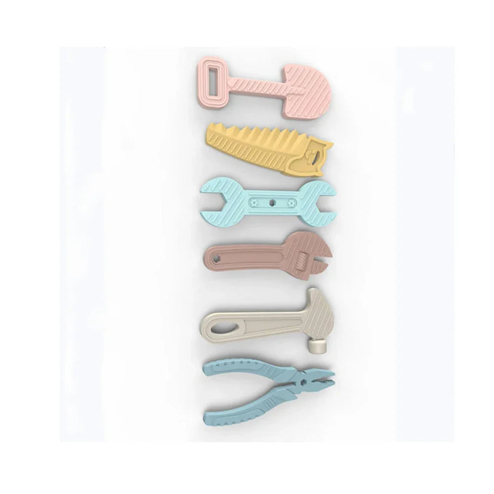 6/8pcs Hammer spanner pliers tool teether boilable soft silicone baby baby biting gum music teething stick anti-eating hand Good Vibrations