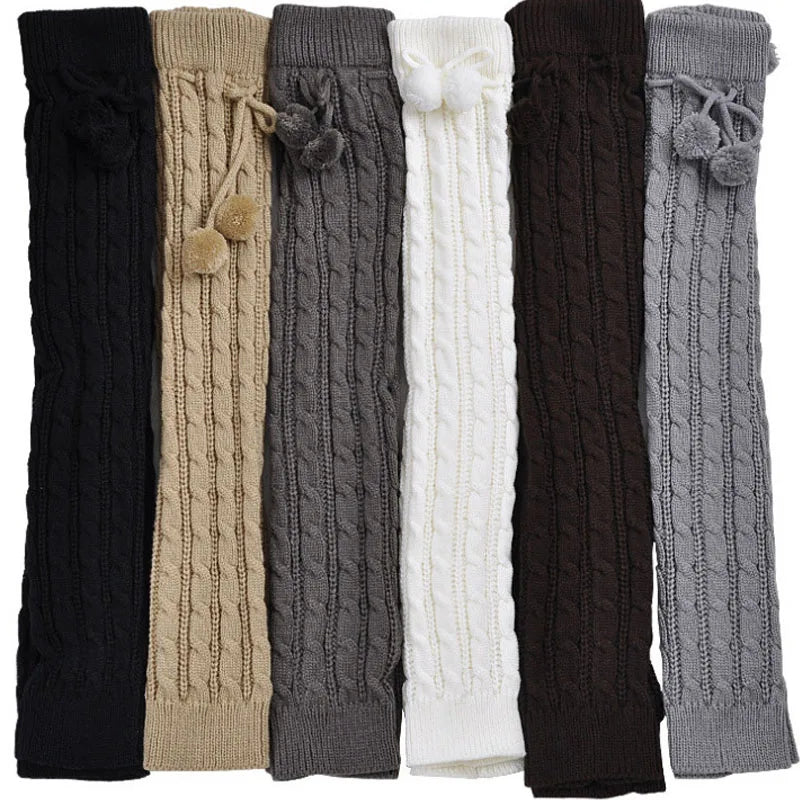 2018 New Fashion Casual Women Warm Winter Knitted Leg Warmers Knitted Socks Crochet Long Boots Socks with Hairball Good Vibrations