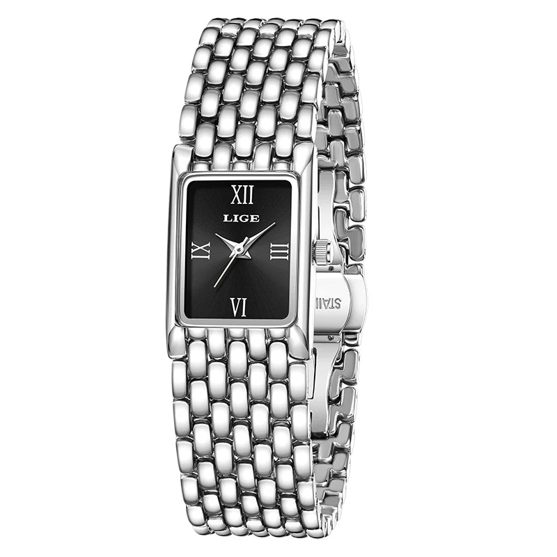 LIGE new 2025 women's watch quartz stainless steel strap women watches luxury casual waterproof retro fashion ladies watch reloj Good Vibrations
