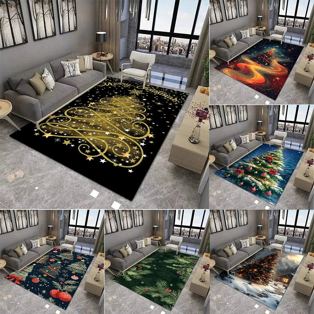 Christmas Theme Floor Mat Various Styles Glittering Trees Snowy Scenes and Festive Ornaments NonSlip Door Mat Rugs for Home Decor Good Vibrations