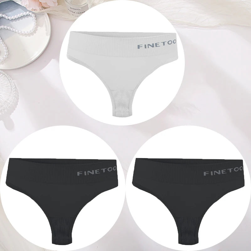 3PCS/Set Women's Panties Sexy Underwear FINETOO Large Size Thong Women Seamless Panties High Waist Girls Thongs M-2XL Good Vibrations