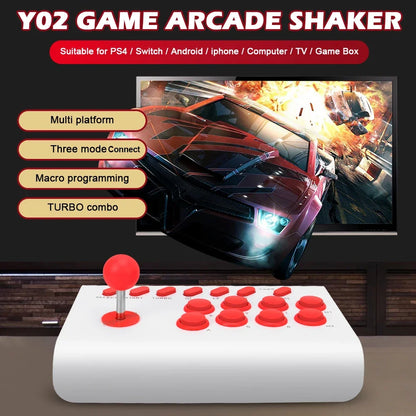 Y02 Arcade Joystick for PS4/PS3/Xbox One/Switch OLED/Android/iOS Wired Wireless Street Fighter Controller w Macro/Turbo Function Good Vibrations