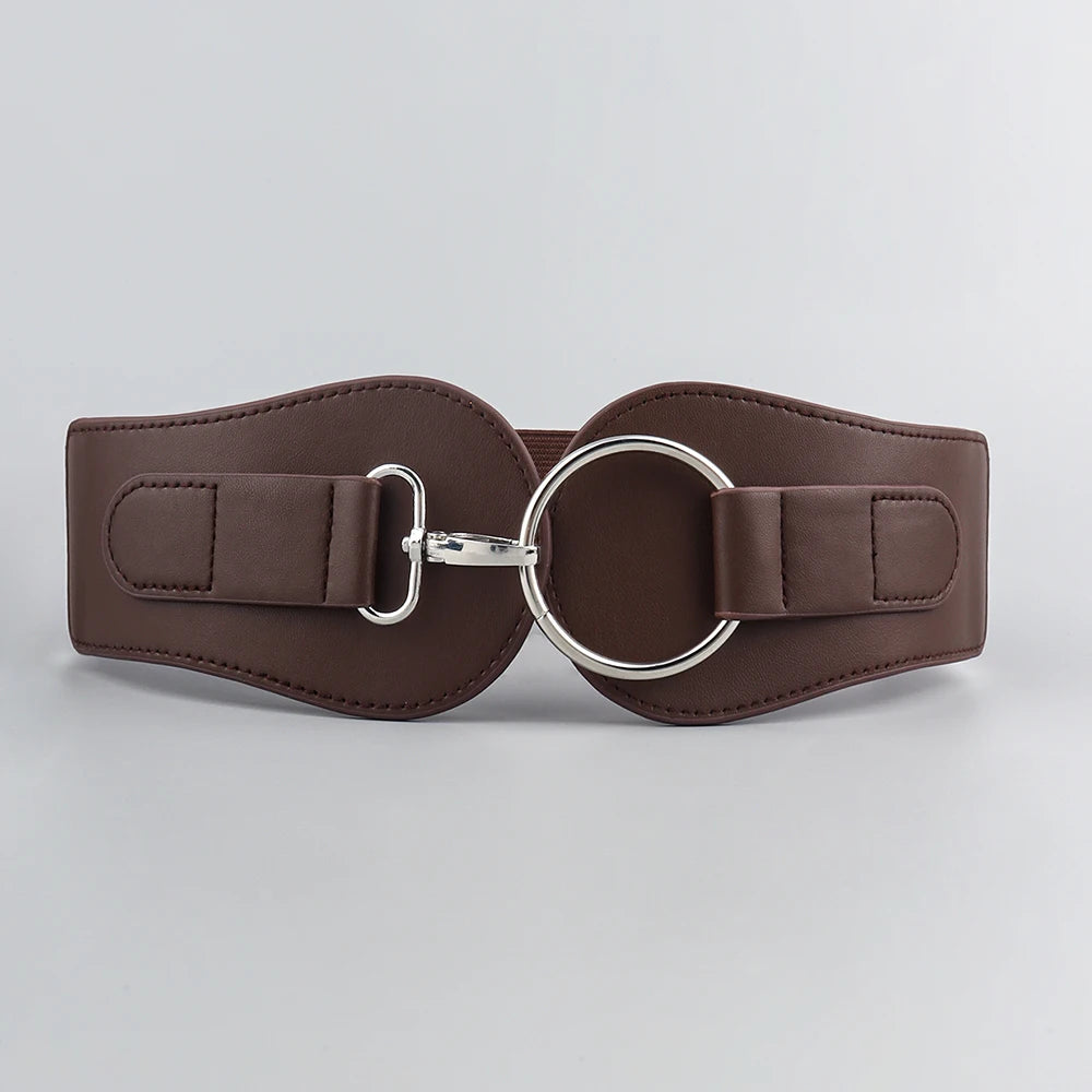 Luxury ladies wide belt elastic vintage buckle leather wide fashion wild pin buckle women's belt waist seal belt Good Vibrations