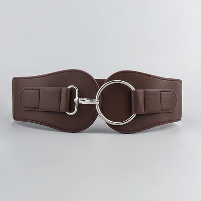 Luxury ladies wide belt elastic vintage buckle leather wide fashion wild pin buckle women's belt waist seal belt Good Vibrations