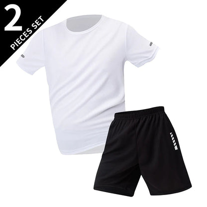 2/4/6 Pcs Plus Size Men's Quick-drying Short-sleeved Shorts Suit Men's Leisure Sports Running Fitness T-shirt Joker Shorts Teen Good Vibrations