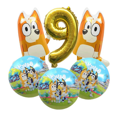 Bluey Christmas Birthday Party dinnerware Disposable Banner Cake Topper Hanging Flag bluey number Balloons Birthday Decoration Good Vibrations