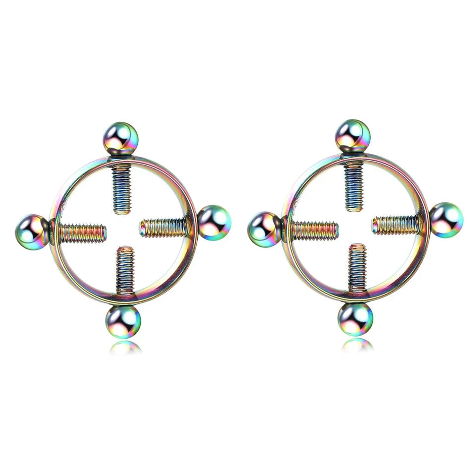 2pcs/lot Steel Round Screw Faux Nipple Clip Rings Sexy Piercing for Women Non Piercing Fake Breast Nail Shield Ring Jewelry Gift Good Vibrations