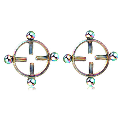 2pcs/lot Steel Round Screw Faux Nipple Clip Rings Sexy Piercing for Women Non Piercing Fake Breast Nail Shield Ring Jewelry Gift Good Vibrations