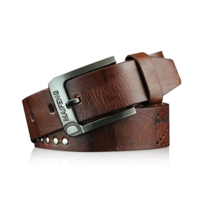 Simple Leather Men's Belt Luxury High Quality Classic Buckle Business Cowboy Vintage Waistband Alloy Belts Good Vibrations