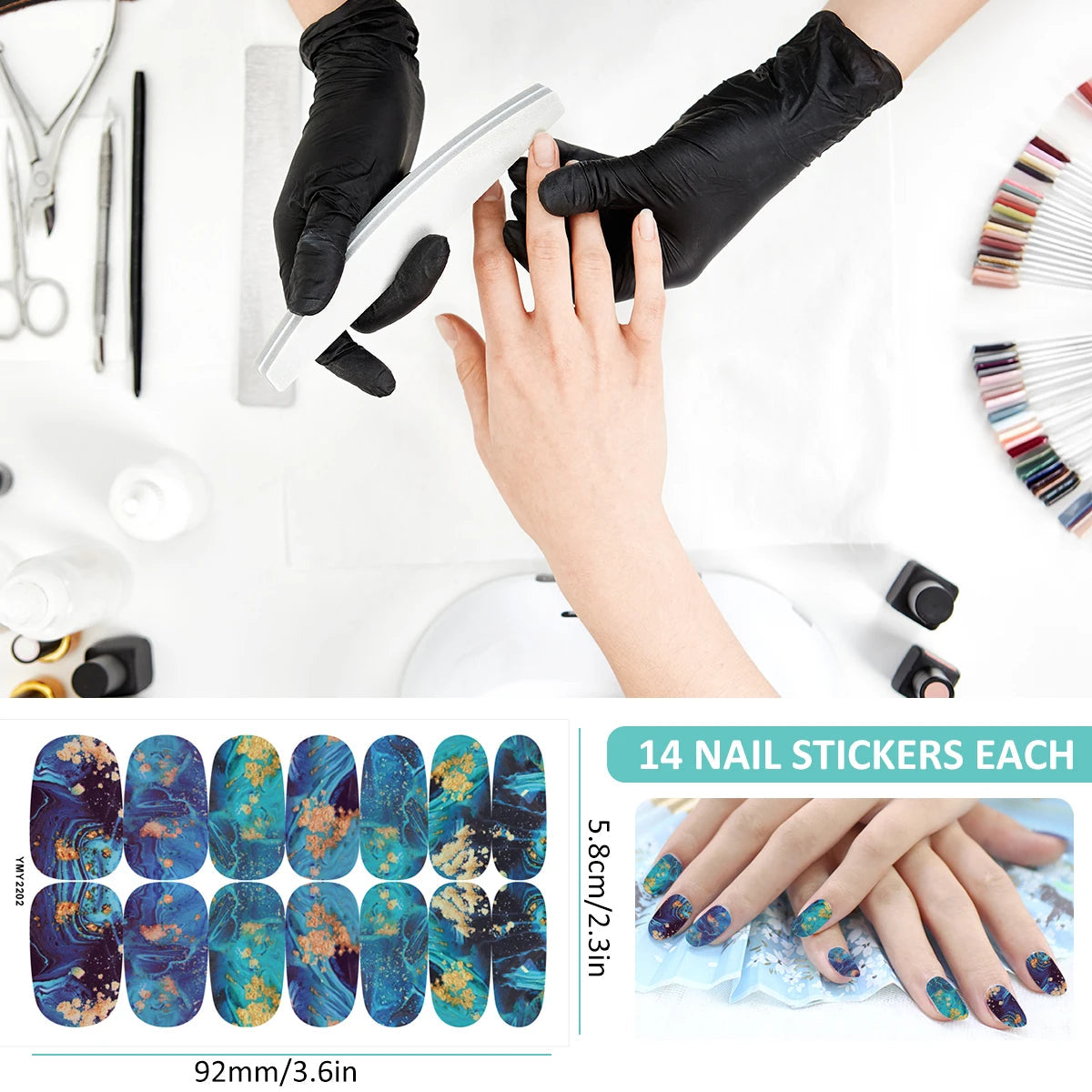 10 Sheets Vibrant Full Wrap Nail Polish Stickers Self-Adhesive Nail Decals for DIY Nail Art Manicure Designer Nail Art Stickers Good Vibrations