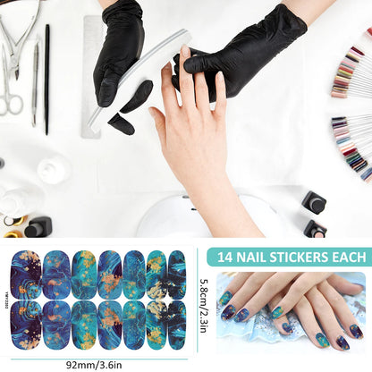 10 Sheets Vibrant Full Wrap Nail Polish Stickers Self-Adhesive Nail Decals for DIY Nail Art Manicure Designer Nail Art Stickers Good Vibrations