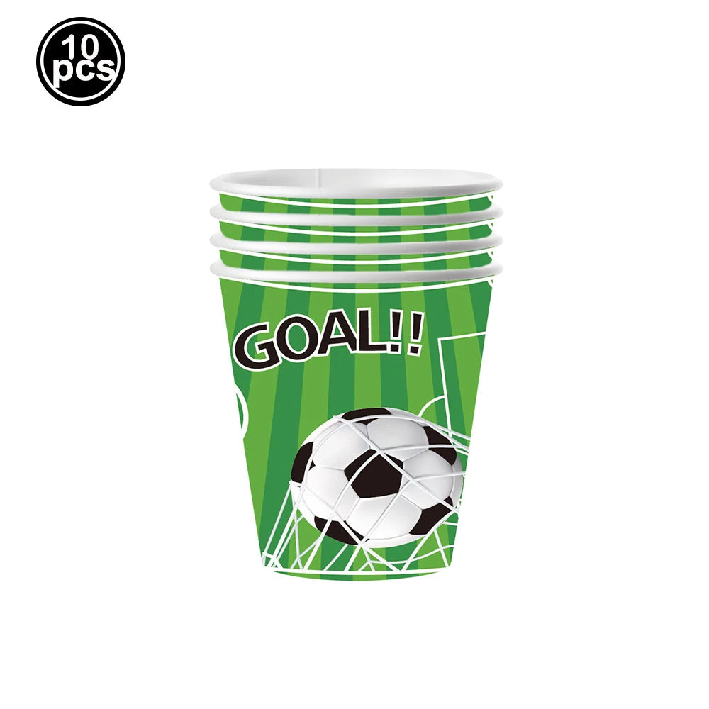 Soccer Party Disposable Tableware Paper Plates Cups Napkins Tablecloth Soccer Birthday Party Decoration Good Vibrations
