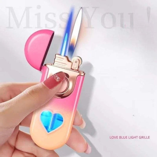 Metal Love Double Flame Butane Gas Lighter 