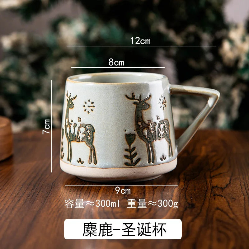 300ml Christmas Gift Creamic Mug Milk Water Cup Breastfast Coffee Mugs Office School Mugs for Drink Holiday Kitchen Drinkware Good Vibrations