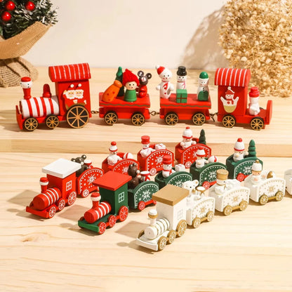 Christmas Wood Train Merry Christmas Decorations for Home Cristmas Ornament Xmas Navidad Noel Gifts Happy New Year 2026 Gifts Good Vibrations