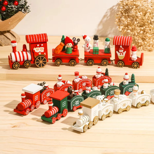 Christmas Wood Train Merry Christmas Decorations for Home Cristmas Ornament Xmas Navidad Noel Gifts Happy New Year 2026 Gifts Good Vibrations
