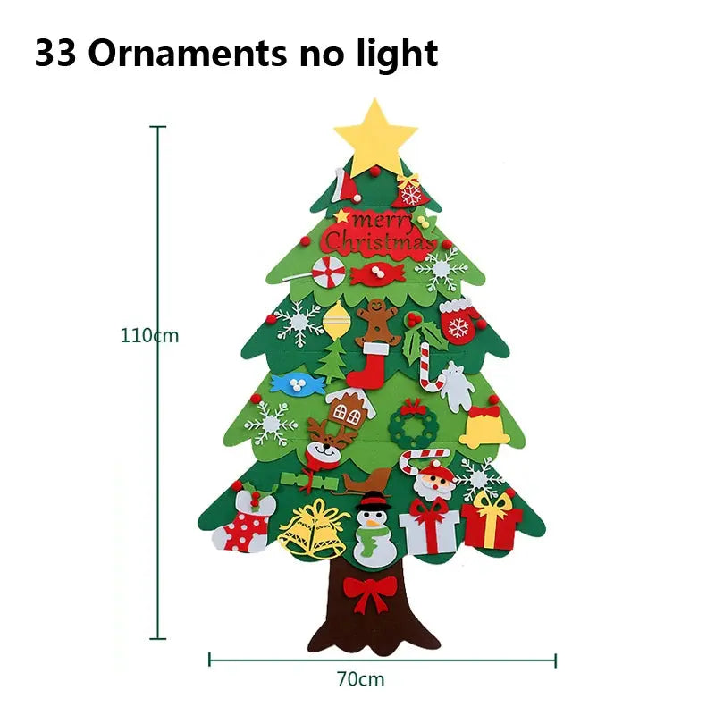 Felt Christmas Tree with Ornaments DIY Cristmas Ornament Xmas Navidad Gifts Santa Claus New Year Door Wall Hanging Decorations Good Vibrations
