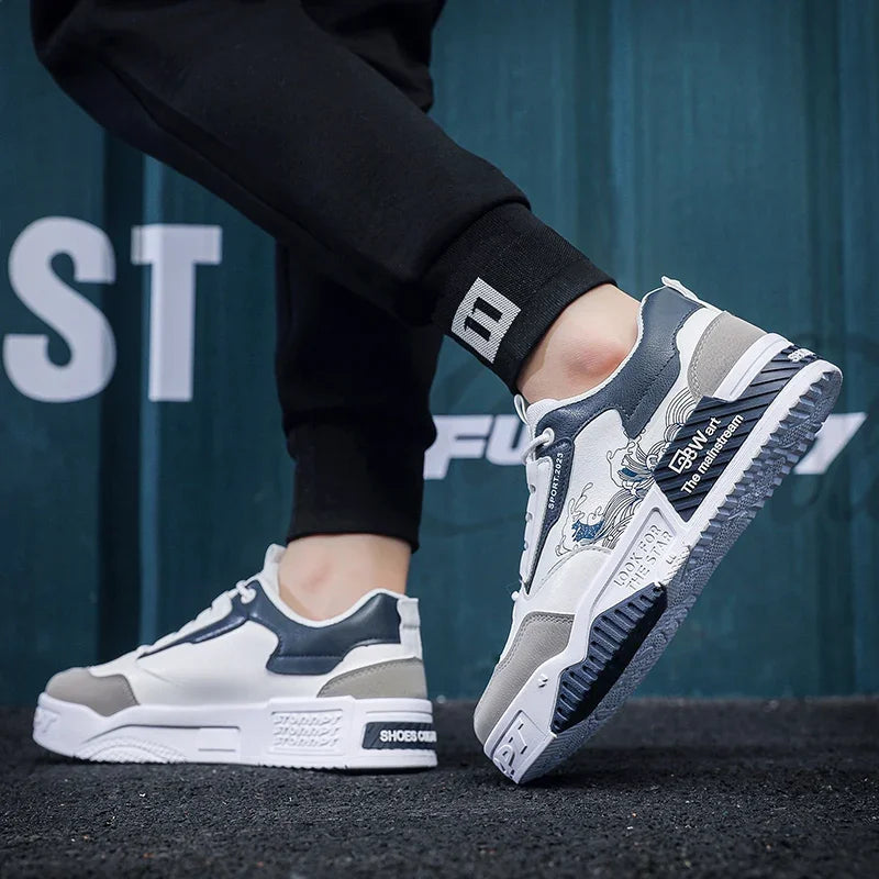 Driving Walking Tennis Shoes for Male Wear Resistant Skateboard Footwear Men Casual Shoes Breathable White Sneakers Fashion Good Vibrations