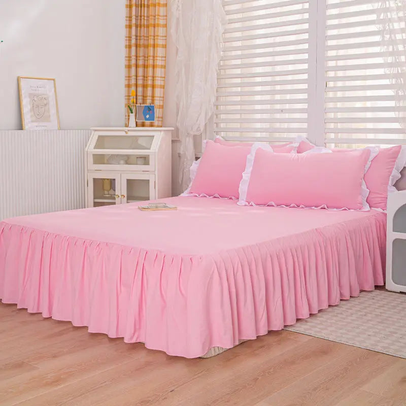 Bed Sheets Solid Plain Nordic Style Bedroom Washed Flat Breathable Adults Comfortable Simple Queen Size Home Bed-protect Soft Good Vibrations
