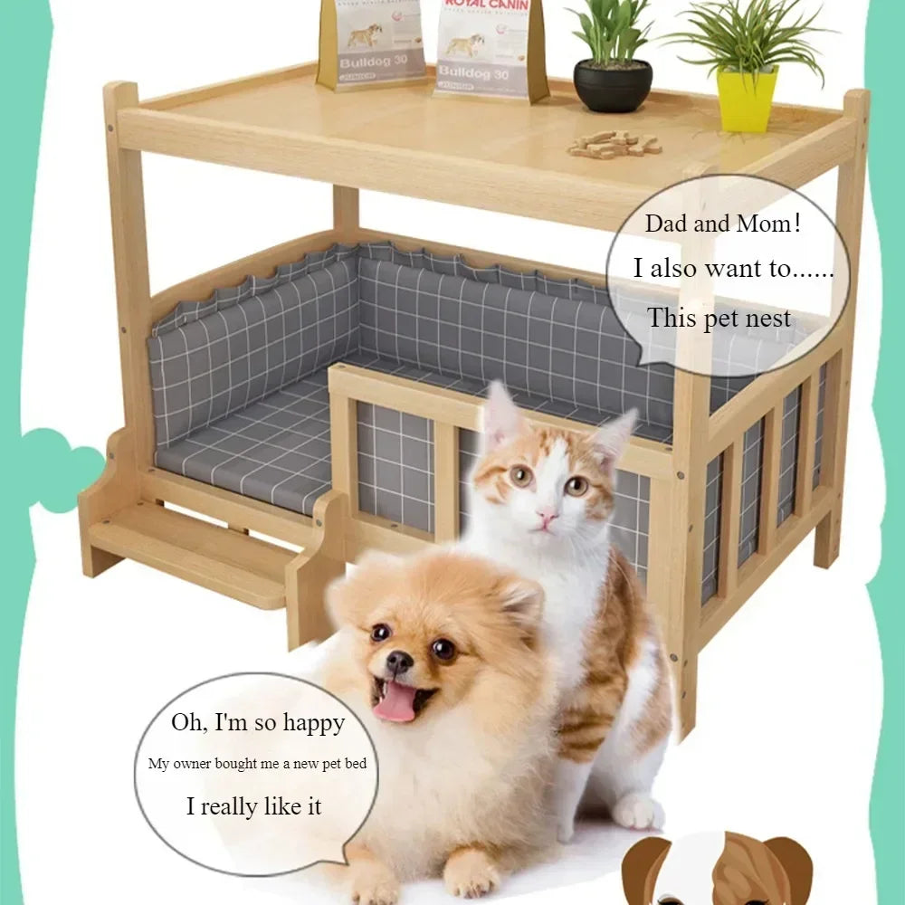 Simplicity Wooden Dog Bed Can Be Used As Bedside Table Dog Kennel Four Season Universal Environment protection Practical Pet Bed Good Vibrations