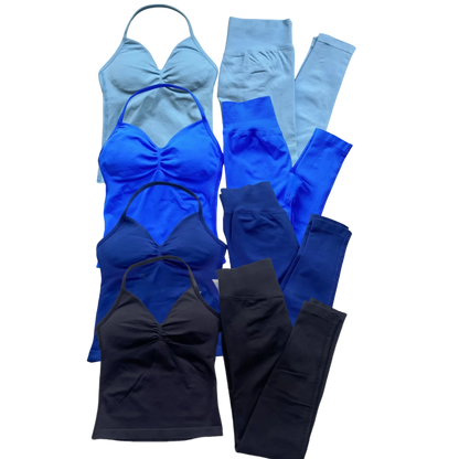 Fitness Girl Yoga Ladies 2-piece Set Long Neck Halter Tank Top Hip Lift Fitness Pants Comfortable Breathable Set Sportswear Good Vibrations