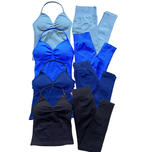 Fitness Girl Yoga Ladies 2-piece Set Long Neck Halter Tank Top Hip Lift Fitness Pants Comfortable Breathable Set Sportswear Good Vibrations