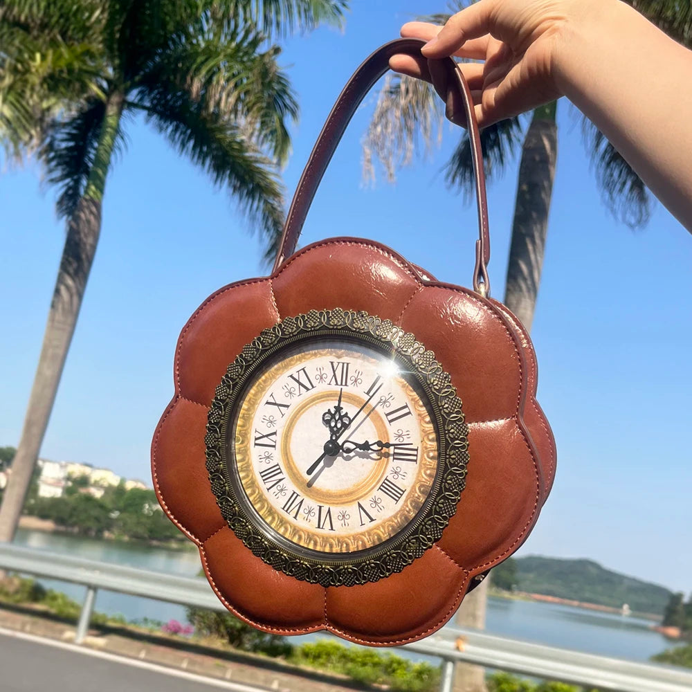 Designer Purses and Handbags Shoulder Bags funny clock-shaped bag funny Women's round bag Woman's bag High quality Good Vibrations