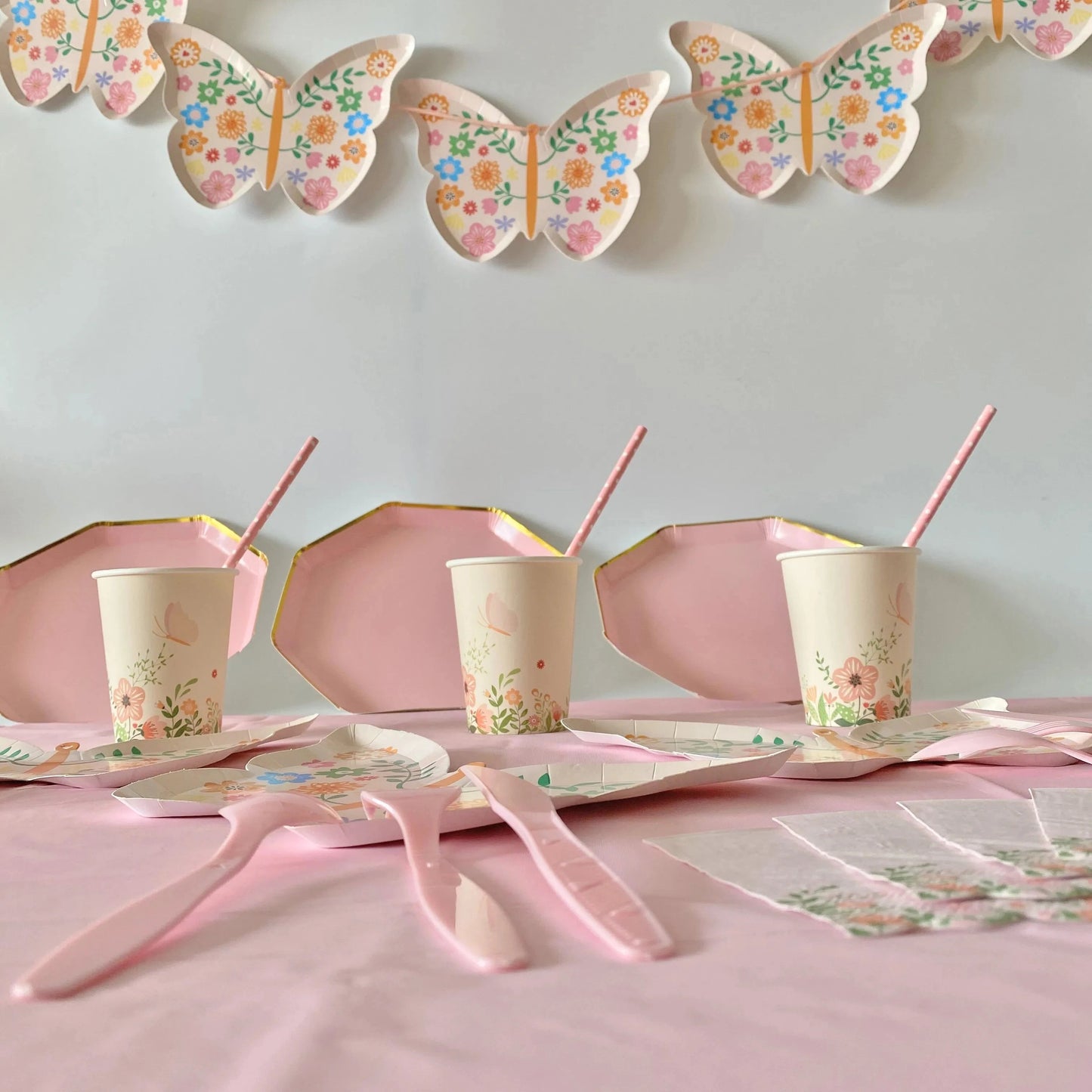 Birthday Party Decoration Butterfly Disposable Tableware Paper Plate Cups Napkin Happy Birthday Party Decoration Good Vibrations