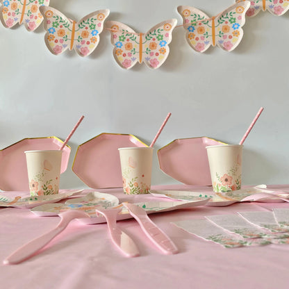 Birthday Party Decoration Butterfly Disposable Tableware Paper Plate Cups Napkin Happy Birthday Party Decoration Good Vibrations