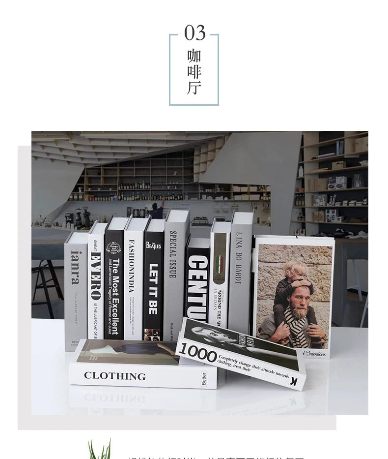 Modern fake book ornament Nordic light luxury simulation book living room home store decoration photo props book case box Good Vibrations