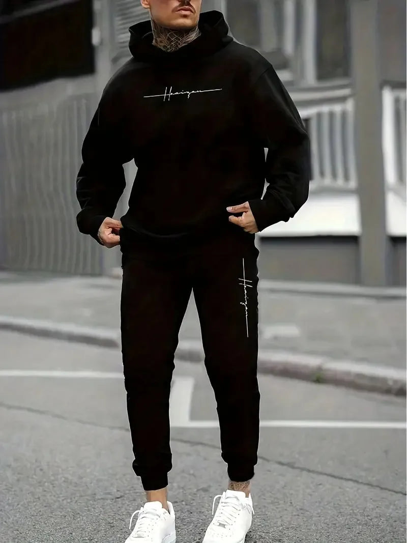 2025 Men's Fall Printed Hoodie and Jogger Set - Perfect for School Start Season men clothes tracksuit mens clothes funny suit Good Vibrations