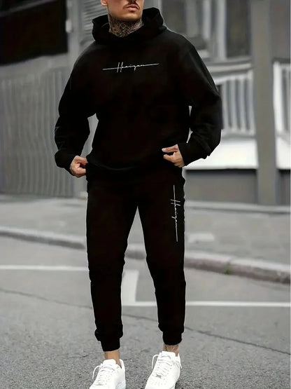 2025 Men's Fall Printed Hoodie and Jogger Set - Perfect for School Start Season men clothes tracksuit mens clothes funny suit Good Vibrations