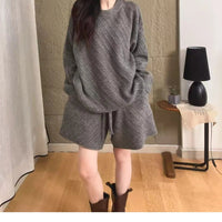 2025 New Sweater Set for Women Autumn Knitted Top and Skirt Fashion Loose Two-Piece Set Good Vibrations