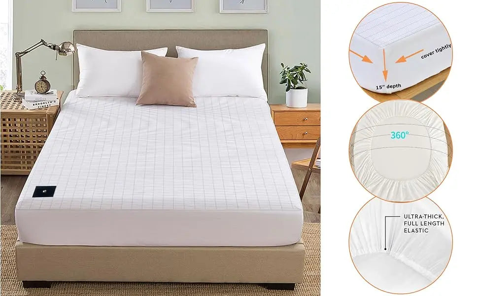 MAXSHARER Earthing 160*200*30cm fitted sheet Organic cotton with Conductive silver fiber Grounding bed sheet for Nature Wellness Good Vibrations