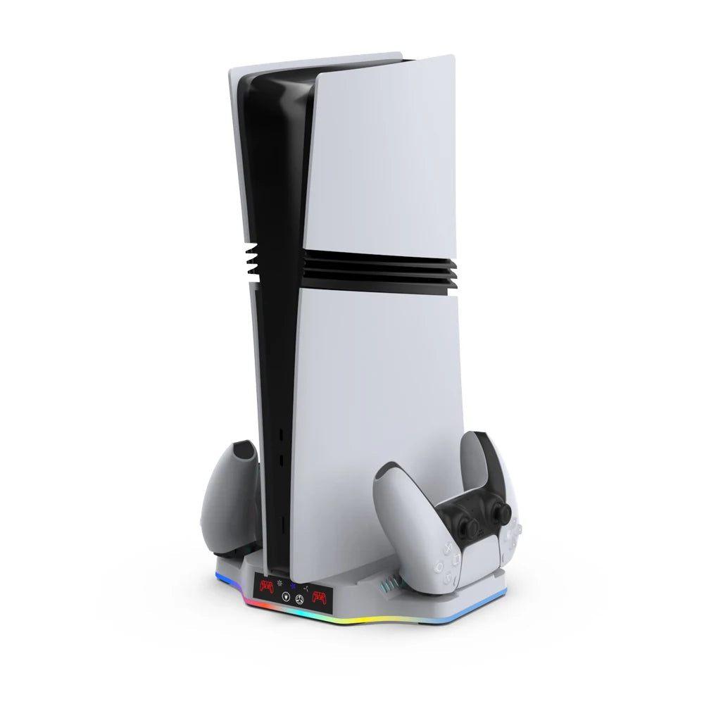for PS5 Pro/Slim Multi Functional Cooling and Charging Base for PS5 Pro Game Controller Charging Stand Bracket Storage RGB light Good Vibrations