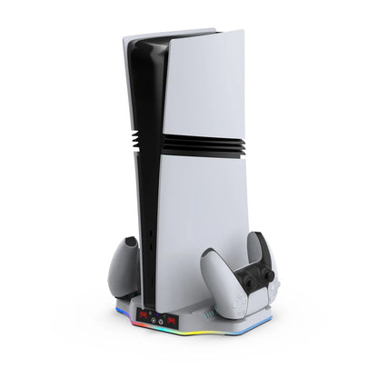 for PS5 Pro/Slim Multi Functional Cooling and Charging Base for PS5 Pro Game Controller Charging Stand Bracket Storage RGB light Good Vibrations