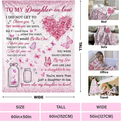 Daughter in Law Blanket from Mom, Mothers Day Blanket Gifts for Daughter, to My Daughters for Women, Future Daughters Gift, Birt Good Vibrations